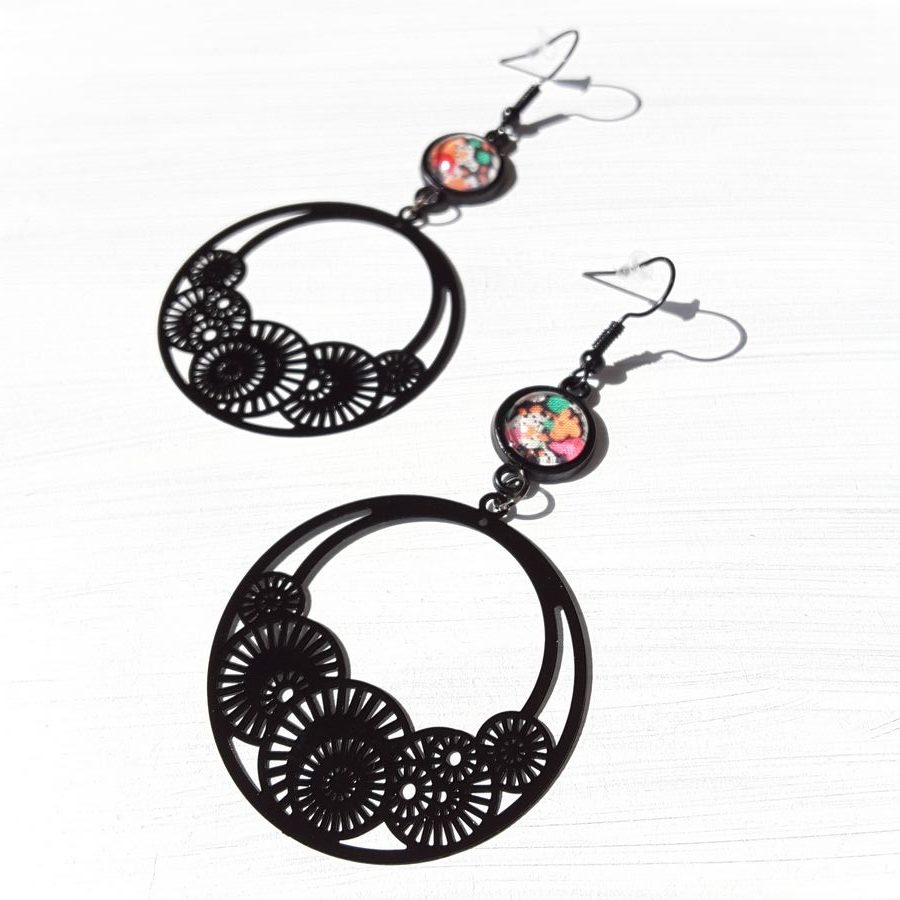 Boucles D'oreilles Pendantes Métal Peint Marron - Très Légères, Dormeuses, Neuves !