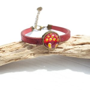Bracelet tissu wax, bracelet simili cuir, bracelet bronze, bracelet rouge, bracelet africain, simili cuir rouge, bracelet paillette, bijou tissu, bijou paillette, bijou femme, bijou simili cuir, bijou wax, bracelet noël